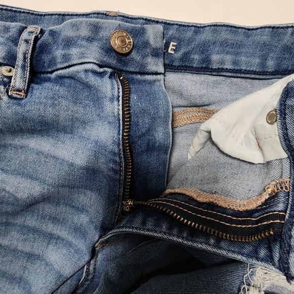 American Eagle Distressed Ripped Curvy Super High Rise Flare Jeans - Picture 6 of 9